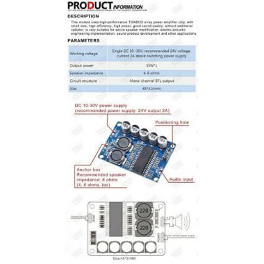 Mạch Khuếch Đại Công Suất Âm Thanh TDA8932 35W x1 Class D Mono Chất Lượng Cao